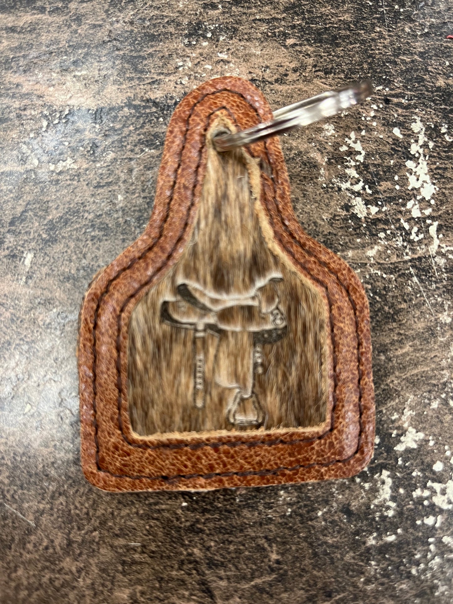 Cowhide Western Keychain