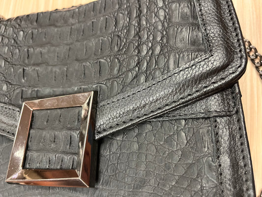 Black Croco Luxe Chain Bag
