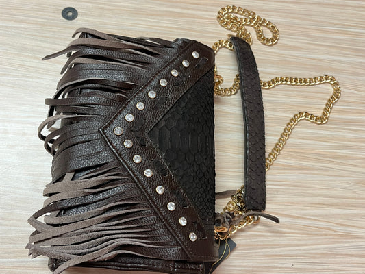 Brown Python Fringe Crossbody