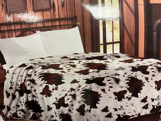 Cow Print Blanket -Brown/Black & White