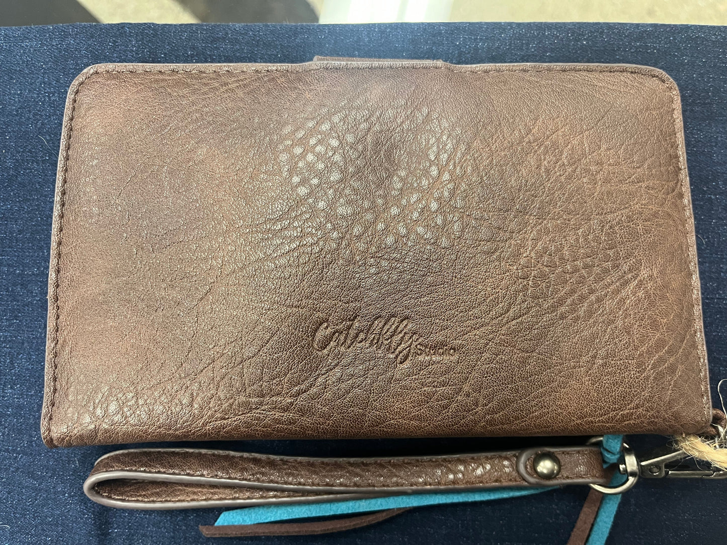 Justin Women Wallet Brown W/Asymmetrical Hair On