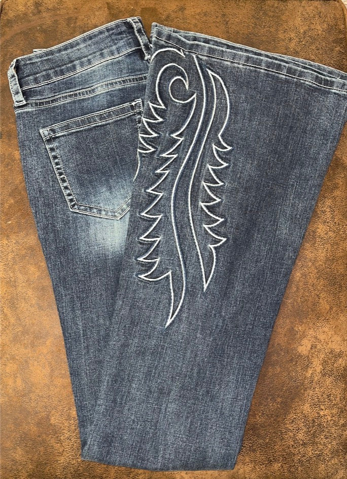 Grace in LA Bug Toe Western Side Detail Flare Jeans