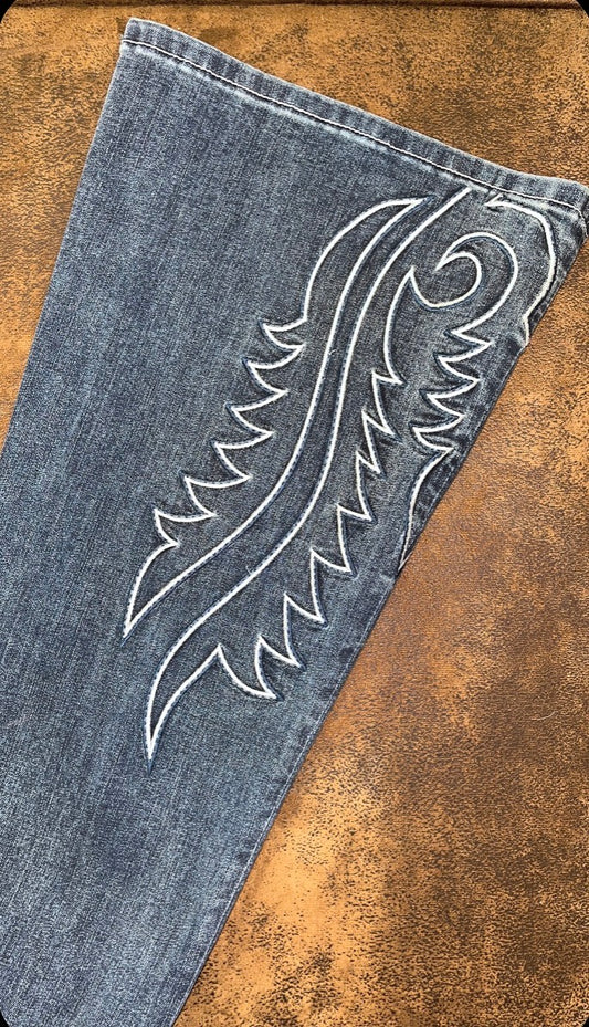 Grace in LA Bug Toe Western Side Detail Flare Jeans