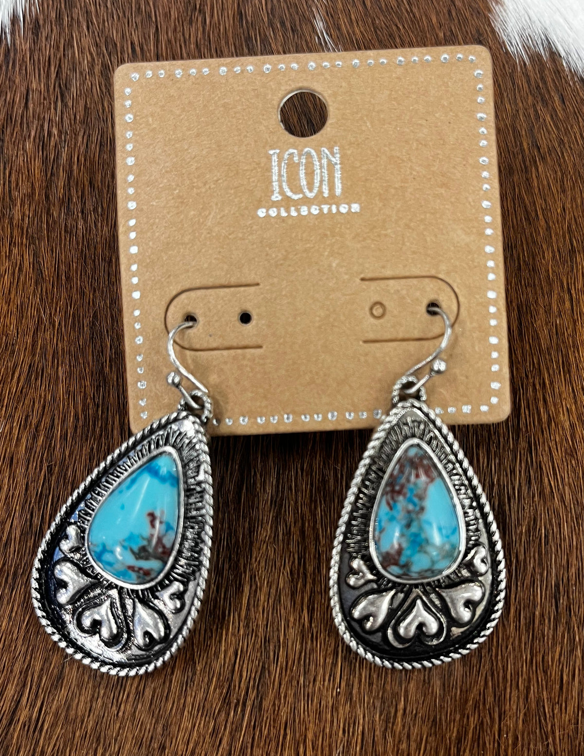 Turquoise Western Teardrop Earrings