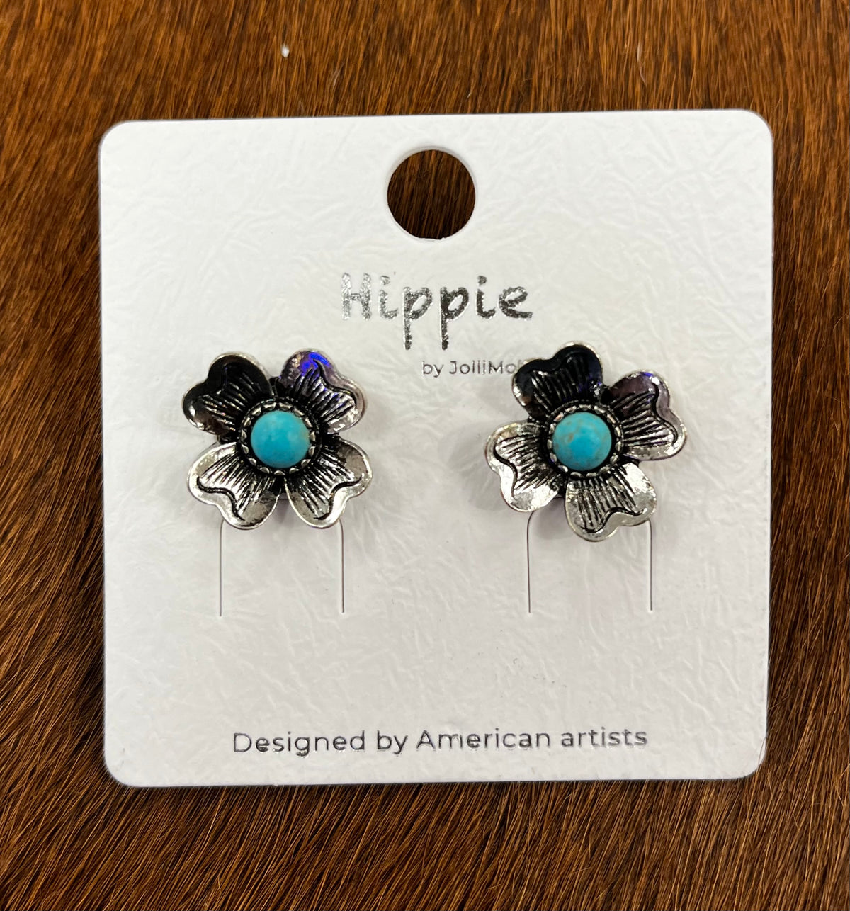 Turquoise Concho Stud Earrings