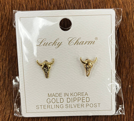 Golden Small  Longhorn Earrings