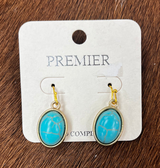 Gold Turquoise Teardrop Earrings