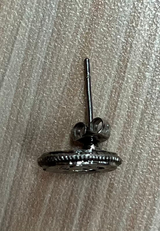 Justin Earrings Hammered Oval W/Saguaro