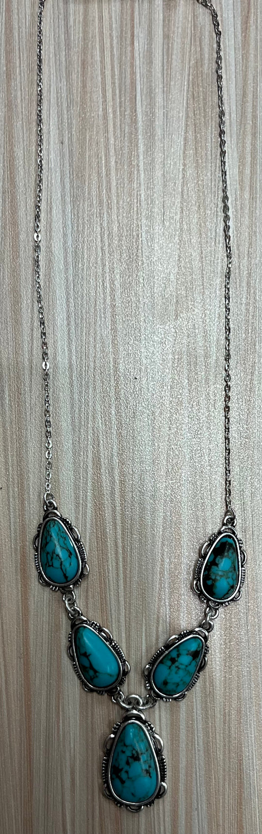 Justin Necklace Faux Turquoise Teardrop Stone Lariat
