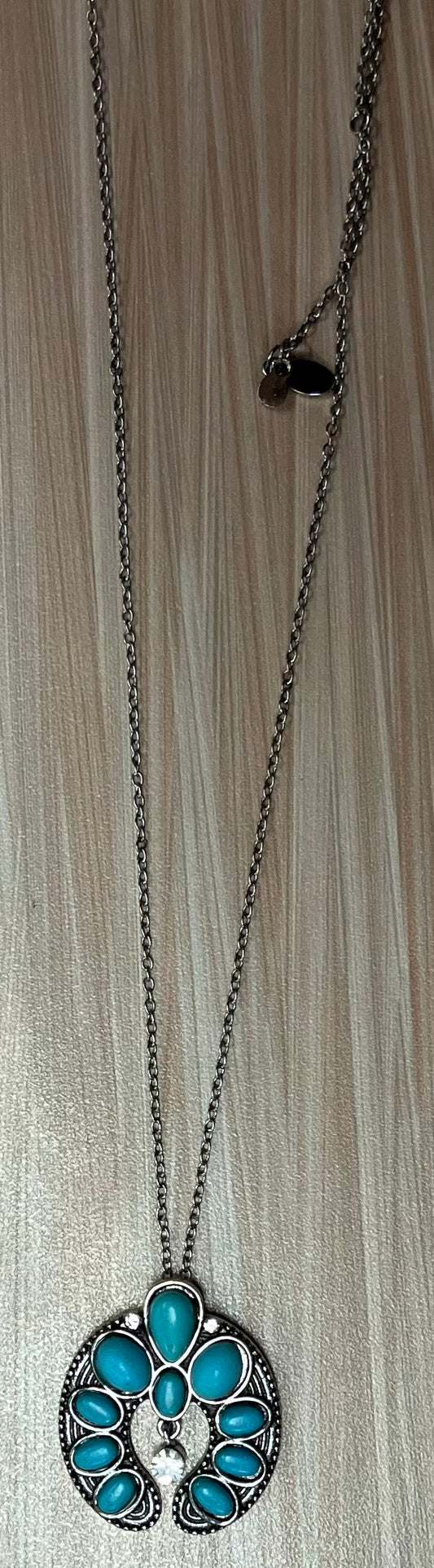 Justin Necklace Naja W/Faux Turquoise and Clear Crystals