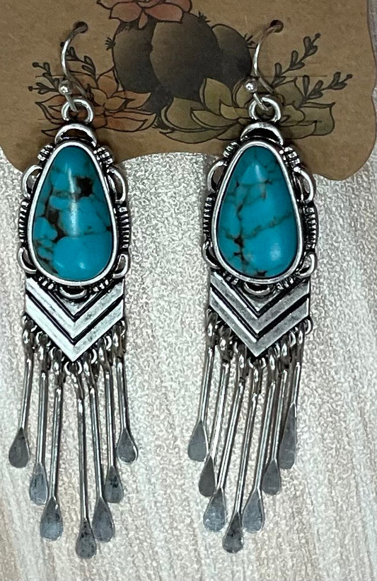 Justin Earrings Faux Turquoise Drop with Chandelier