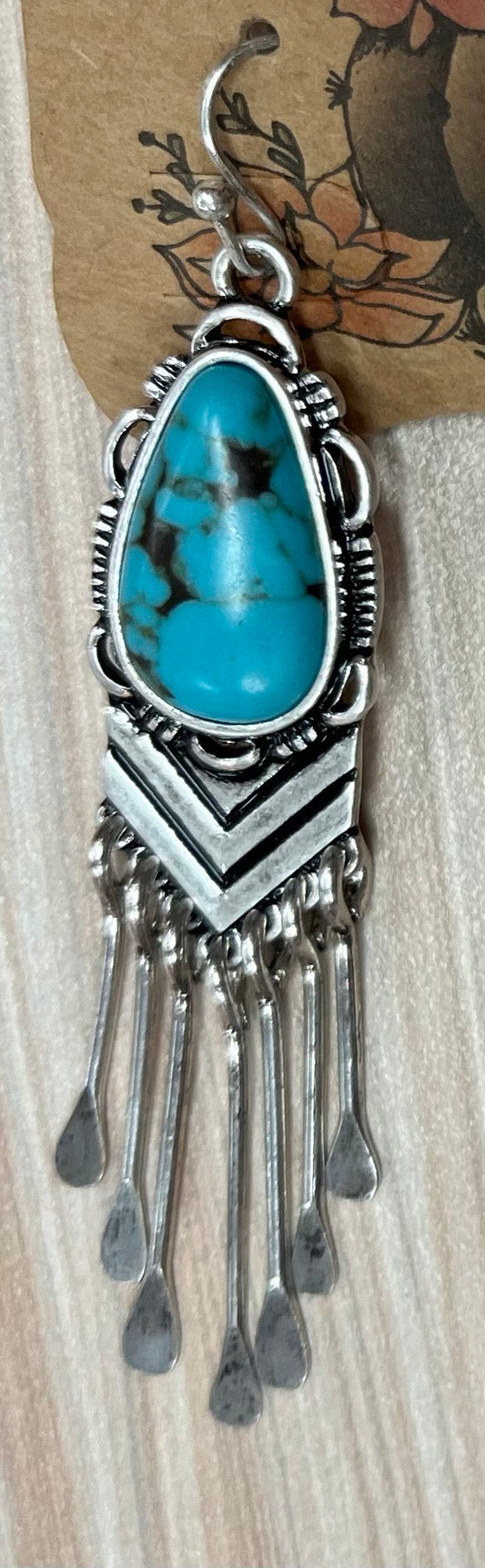 Justin Earrings Faux Turquoise Drop with Chandelier