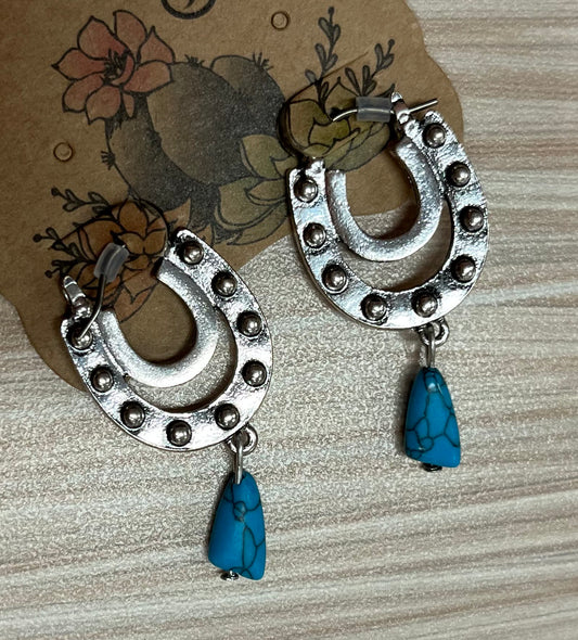 Justin Earrings Double Horseshoe with Stone