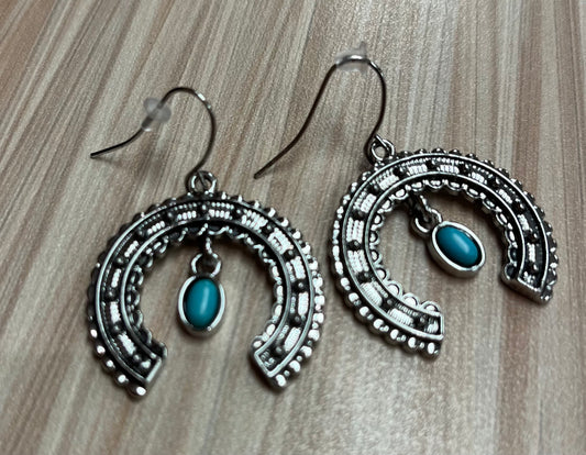 Justin Earrings Naja W/Faux Turquoise Dangle