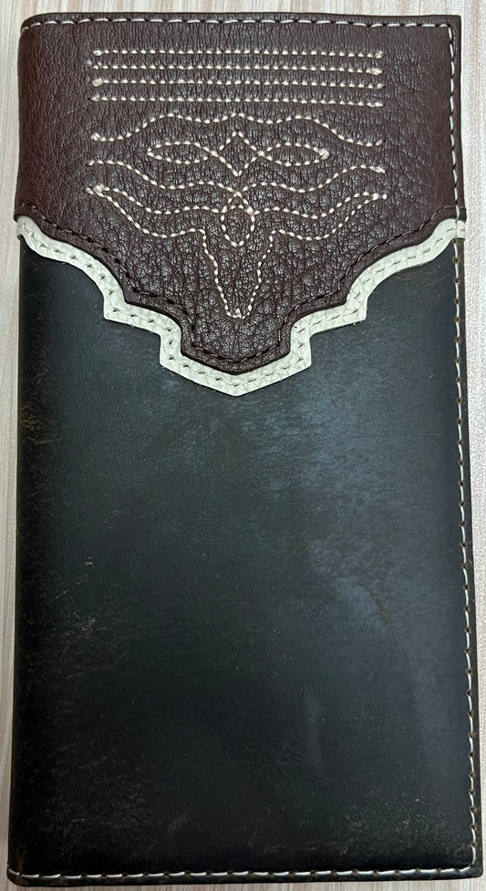 Tony Lama Genuine Leather Men's Rodeo Wallet W/Yonke and Steer Head Toebug