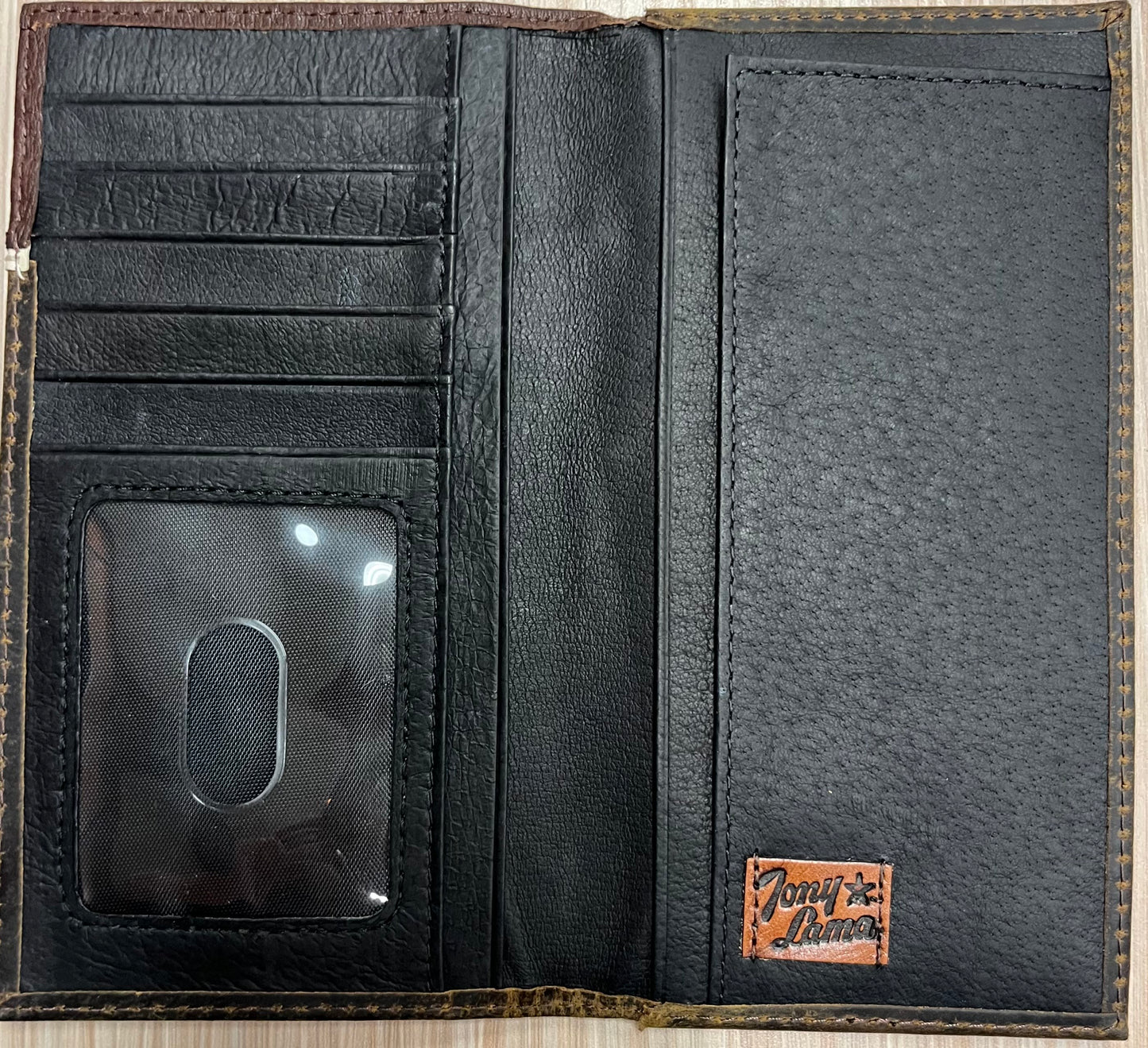 Tony Lama Genuine Leather Men's Rodeo Wallet W/Yonke and Steer Head Toebug