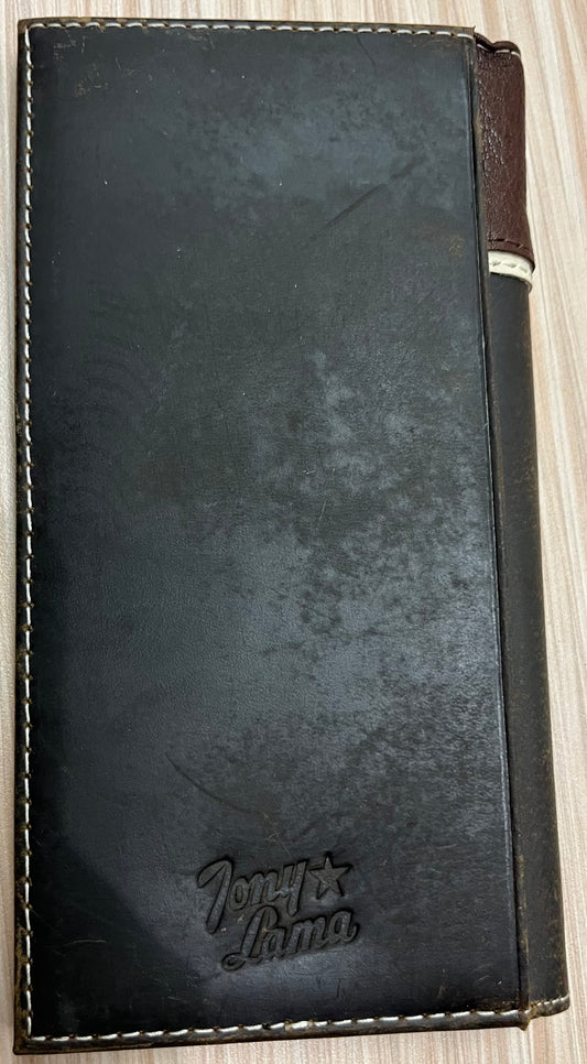 Tony Lama Genuine Leather Men's Rodeo Wallet W/Yonke and Steer Head Toebug