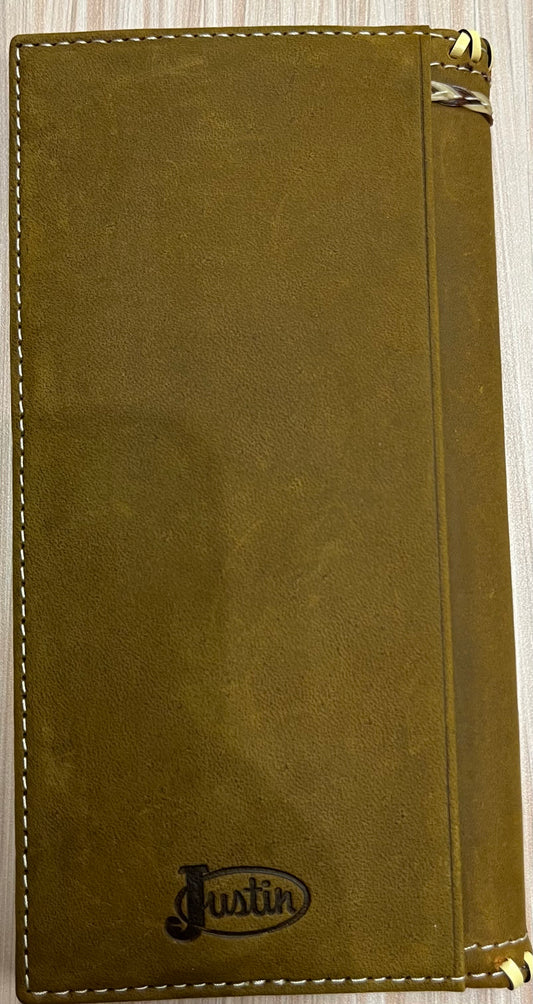 Justin Men's Rodeo Wallet Genuine Leather W/ Whip Stitch and Horsehair Braid