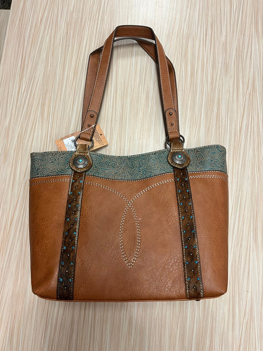 Justin Ladies Tote Embossed W/Hair on Accent