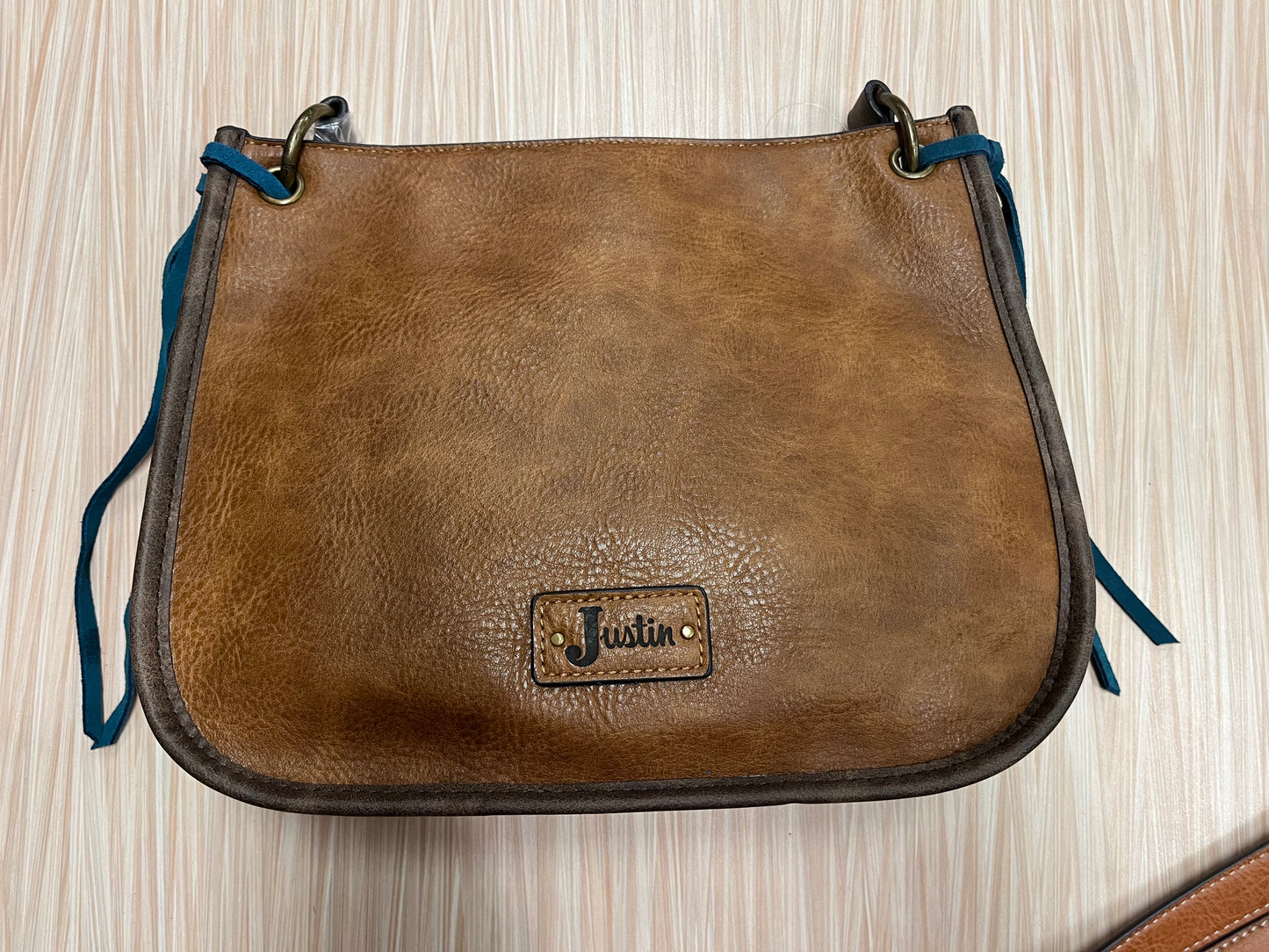 Justin Crossbody Brown W/Tooling Pattern Accents