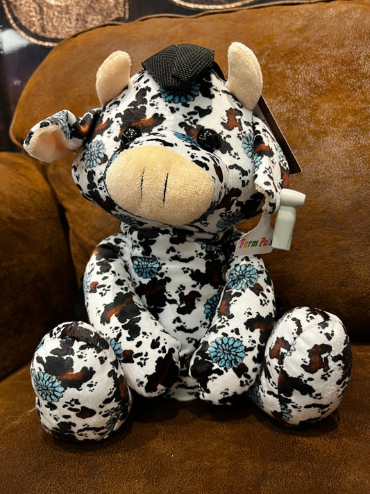 Western Linen Western Cow Print Plush Backpack