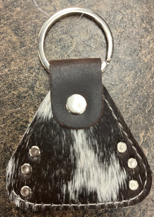 Keychain Western Hair-On Cowhide Turquoise Stone