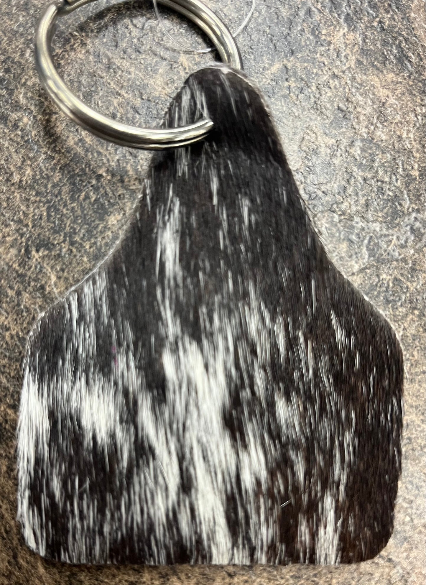 Cowhide Ear tag Keychain
