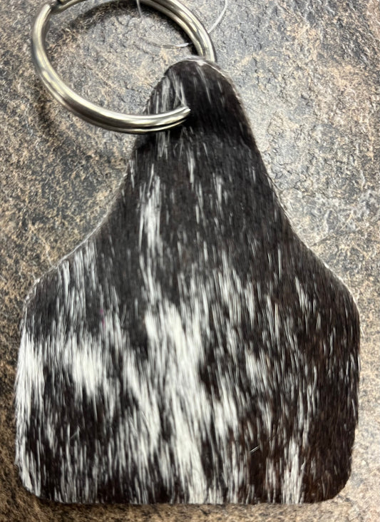 Cowhide Ear tag Keychain