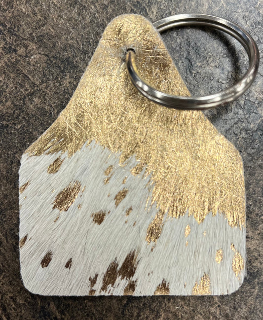 Cowhide Ear tag Keychain