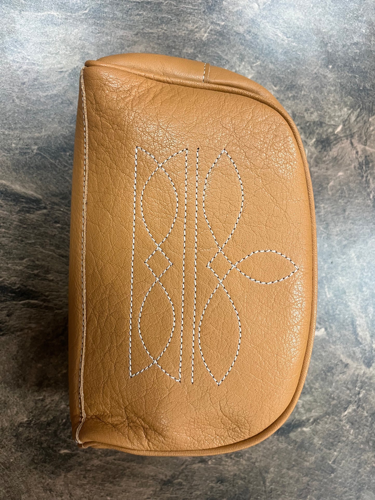 Makeup Shaving Bag Tan Leather