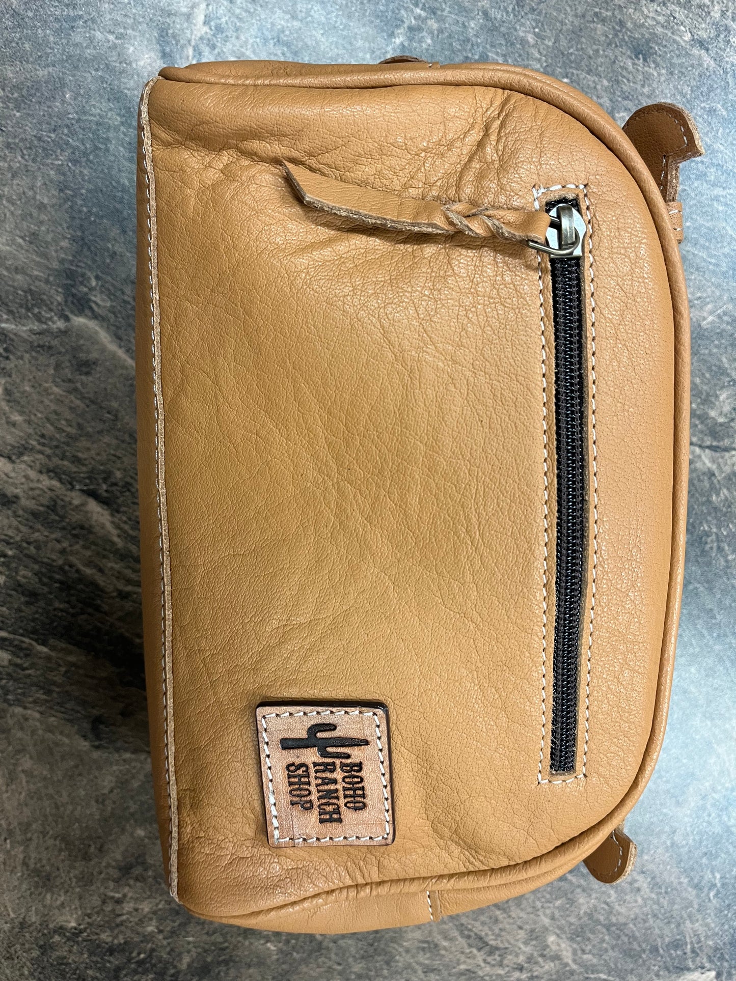 Makeup Shaving Bag Tan Leather
