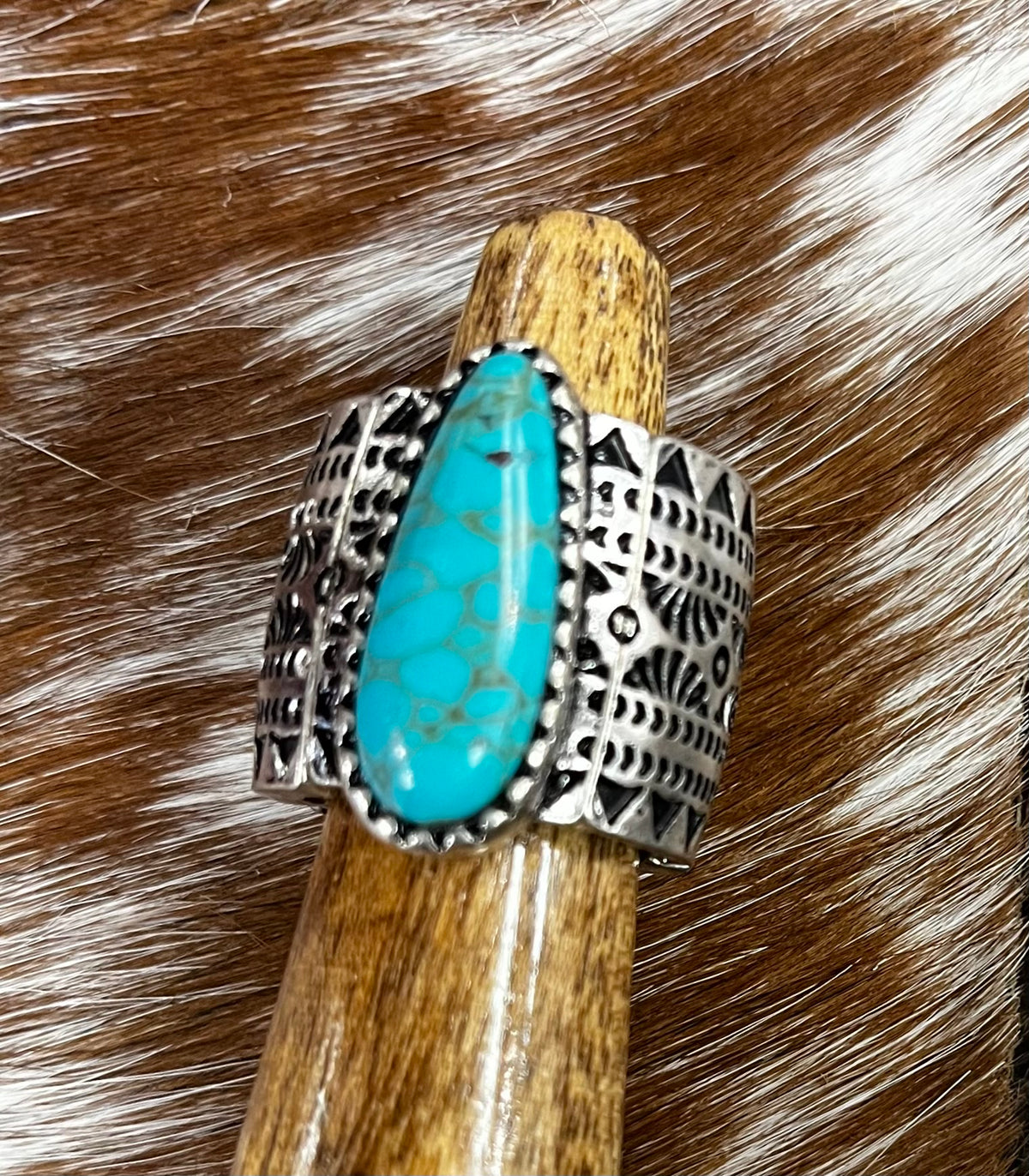 Western Turquoise Geometric Ring