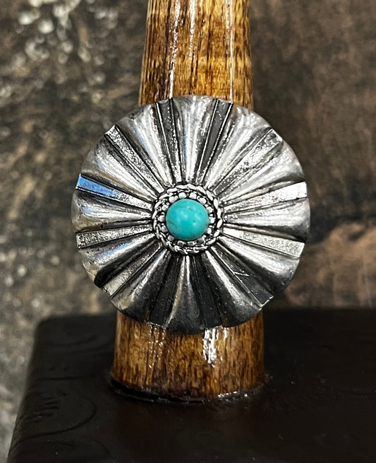 Western Turquoise Concho Statement Ring