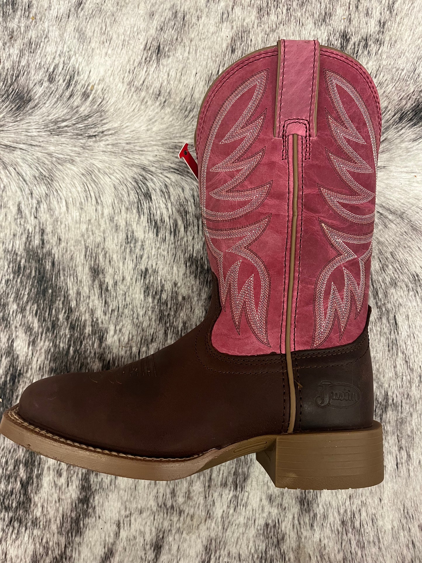 Justin Wmn Boots- Pink Boot Shaft