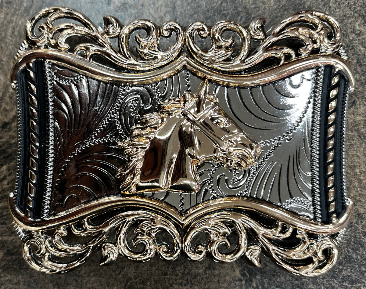 Horse Head Western Scrollwork Buckle