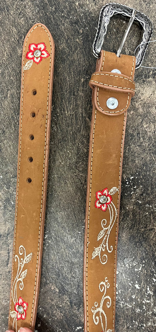 Girl Floral Leather Belt