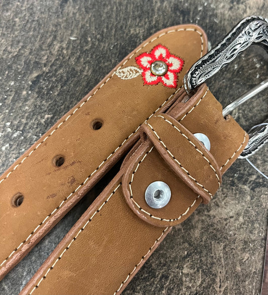 Girl Floral Leather Belt