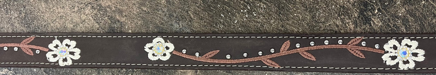 Girl Floral Chocolate Leather Belt