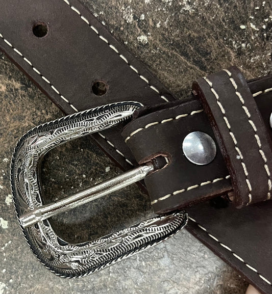 Girl Floral Chocolate Leather Belt