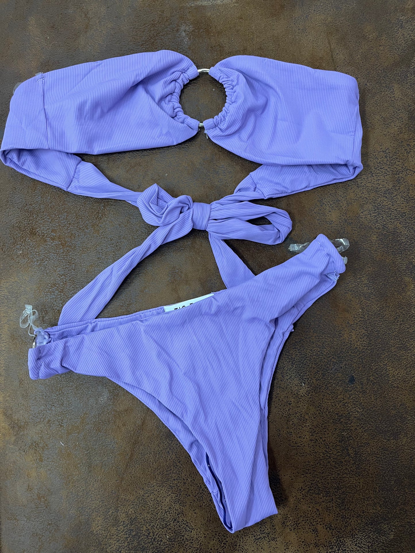 Solid Poly Span Bandeau Bikini Set