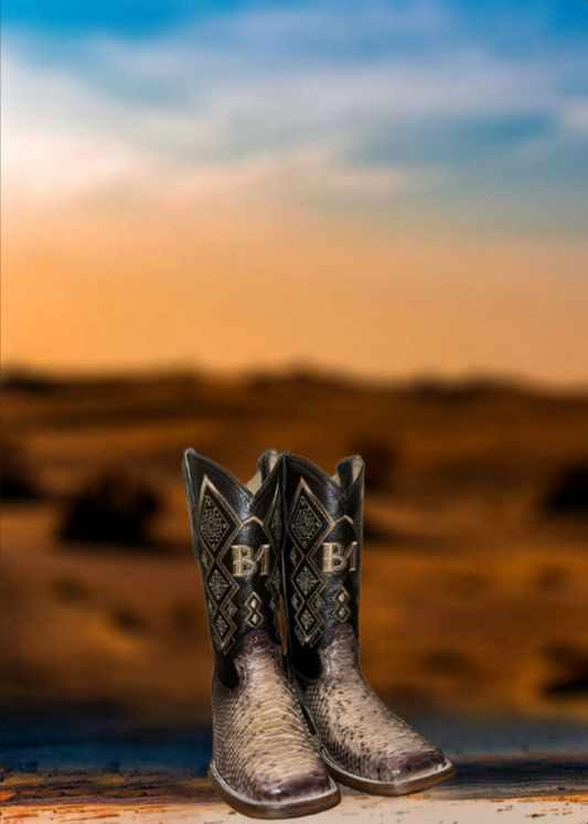 Men's Taupe Python Boots