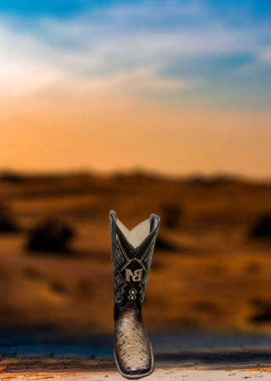 Men's Taupe Python Boots