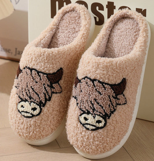 Slippers-Western Bull Knit Plush Home