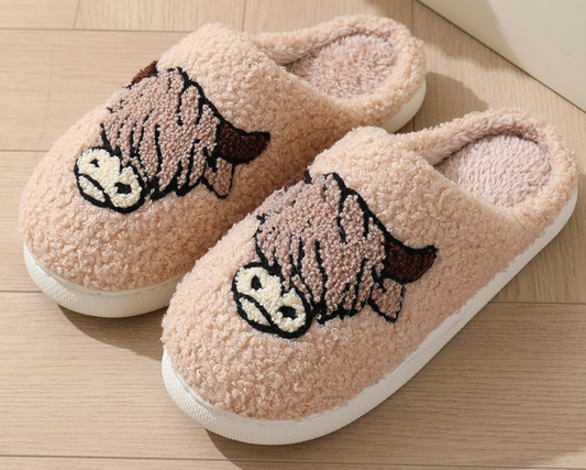 Slippers-Western Bull Knit Plush Home