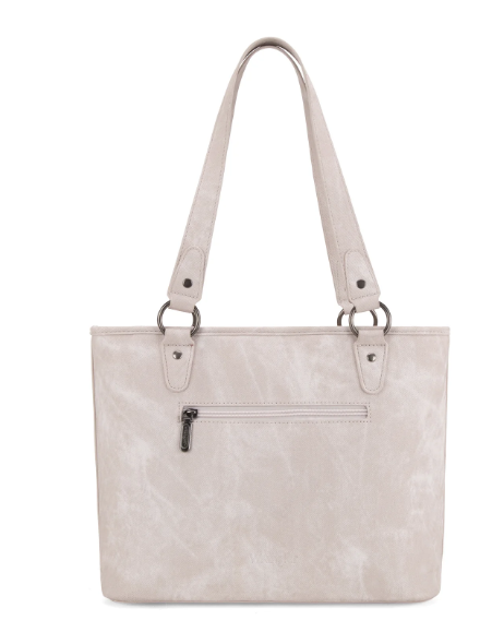 Wrangler "W" Stitch Water Repellent Denim Pocket Zippered Tote Bag- Beige