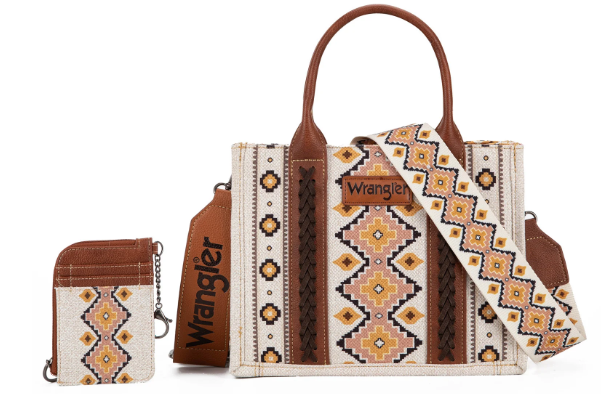 Wrangler Aztec Small Tote/Crossbody and Card Case Set 2Pc