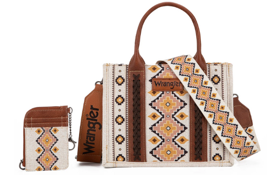 Wrangler Aztec Small Tote/Crossbody and Card Case Set 2Pc
