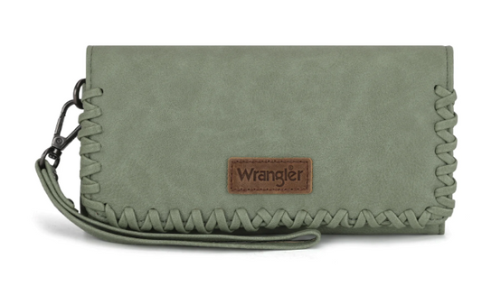 Wrangler whipstitch wristlet wallet