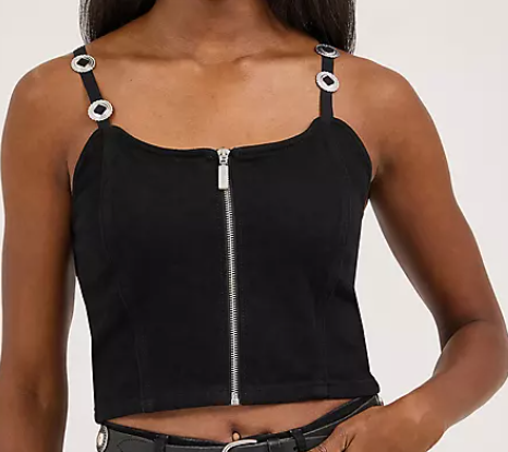 WMN Concho Strap Denim Tank BLK