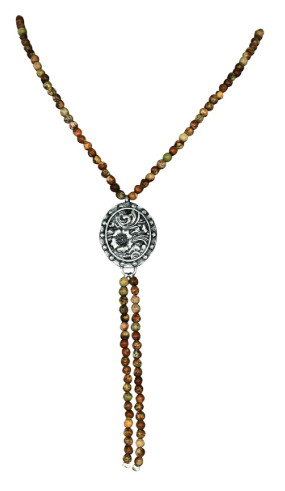 USTIN LADIES NECKLACE BEADED LARIAT WITH FLORAL PENDANT